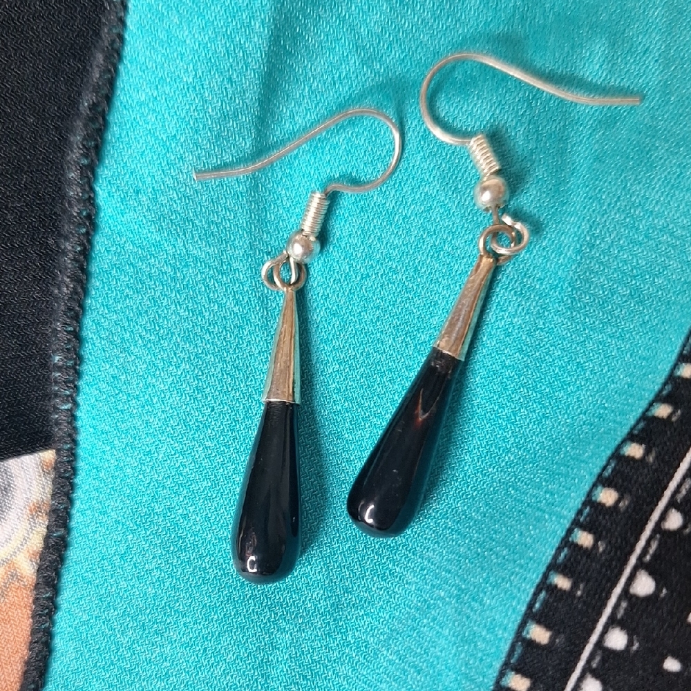 Chic Black and Silver Drop Earrings